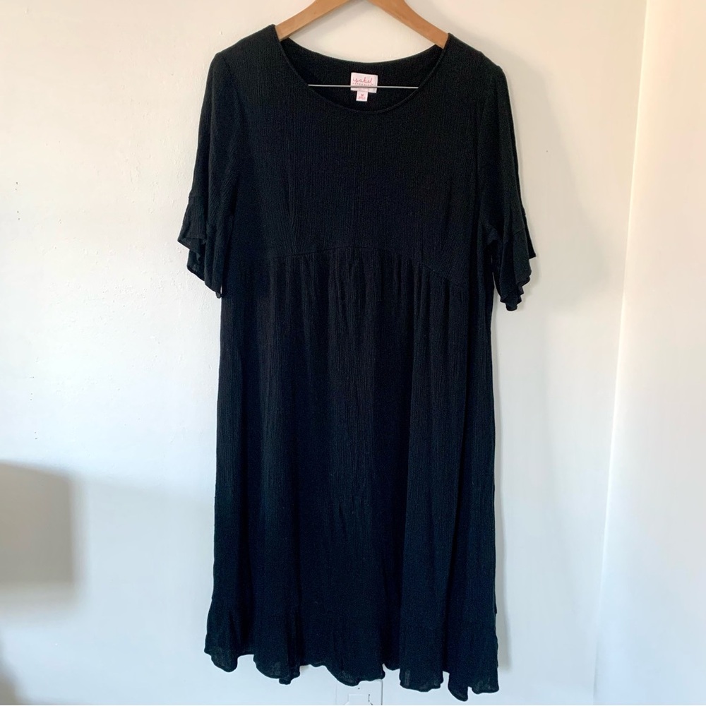 Isabel Maternity Lightweight Black Dress with Flounce Hem